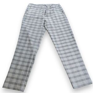 Adrienne Vittadini Plaid Career Pants Gray Straight Leg Work Trousers Size 14
